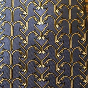 Hermes Accessories - Nice Navy & Gold Horse Hermès Silk Tie EUC Hermes Accessories - Nice Navy & Gold Horse Hermès Silk Tie EUC
